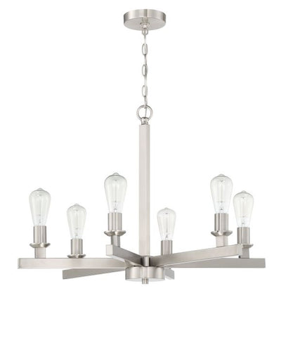 Chicago 6 Light Chandelier in Brushed Polished Nickel Chandelier Craftmade