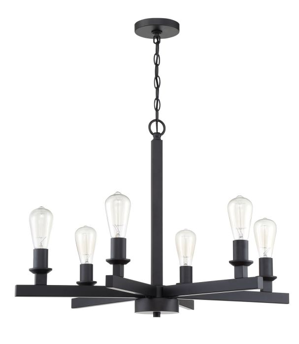 Chicago 6 Light Chandelier in Flat Black Chandelier Craftmade