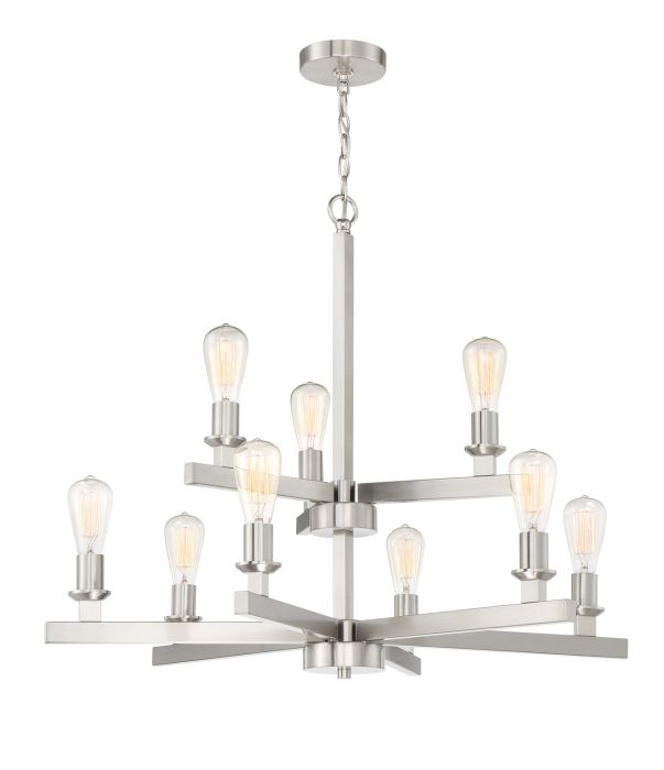 Chicago 9 Light Chandelier in Brushed Polished Nickel Chandelier Craftmade