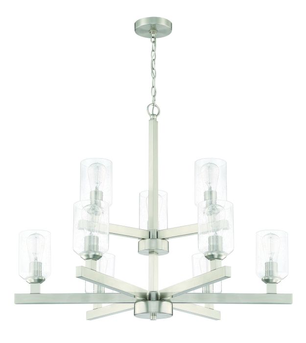 Chicago 9 Light Chandelier in Brushed Polished Nickel Chandelier Craftmade