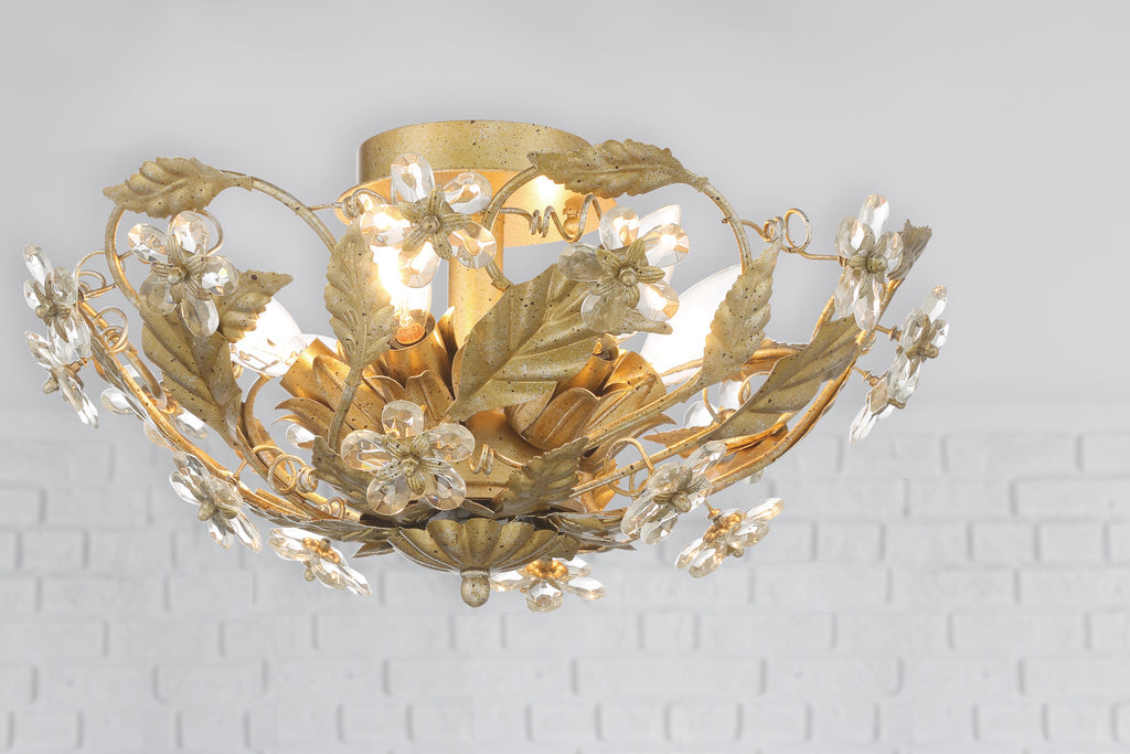 Paris Market 6 Light Gold Leaf Semi Flush Mount Semi Flush Crystorama