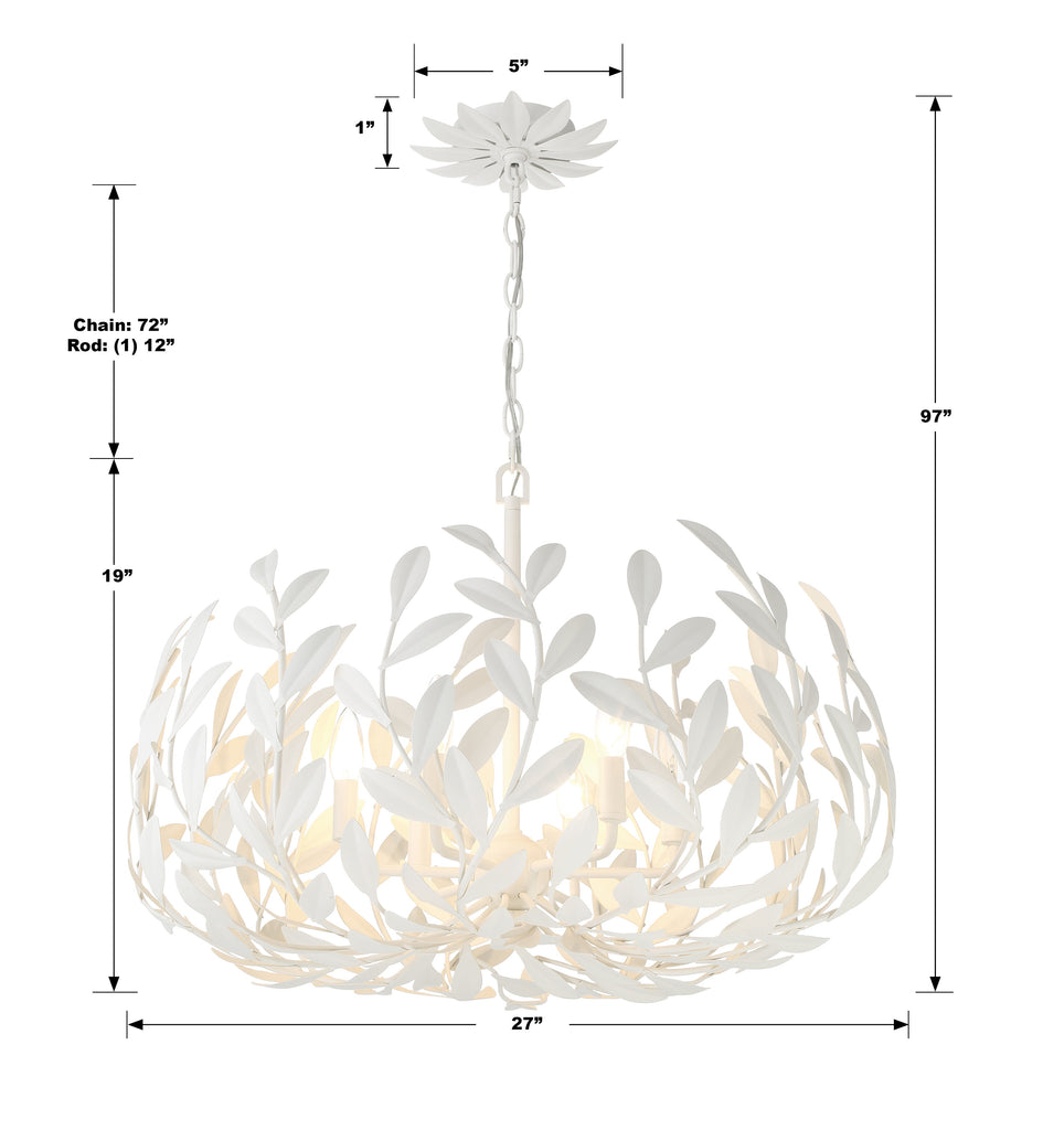 Broche 6 Light Matte White Chandelier Chandelier Crystorama