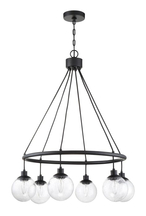 Que 6 Light Chandelier in Flat Black Chandelier Craftmade