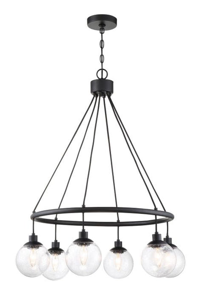 Que 6 Light Chandelier in Flat Black Chandelier Craftmade