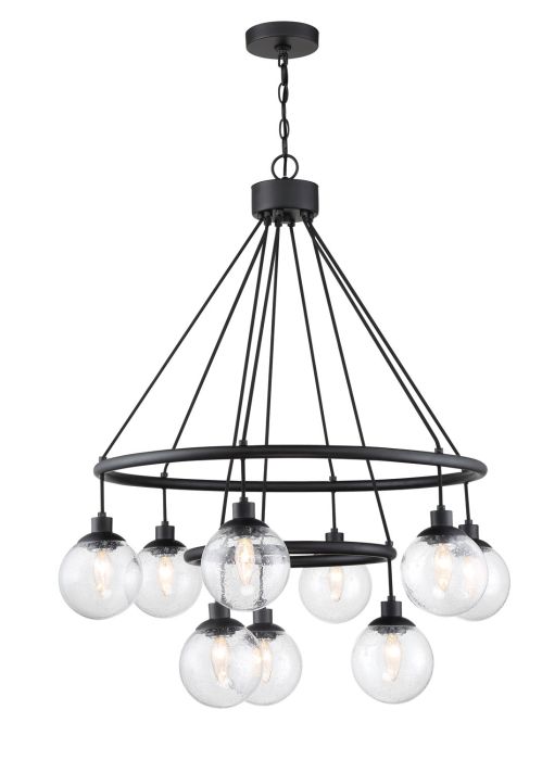 Que 9 Light Chandelier in Flat Black Chandelier Craftmade