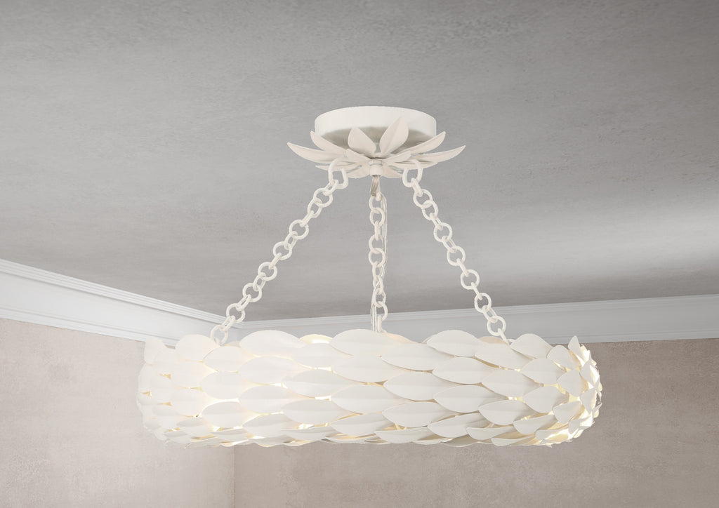 Broche 6 Light Matte White Semi Flush Mount Semi Flush Crystorama