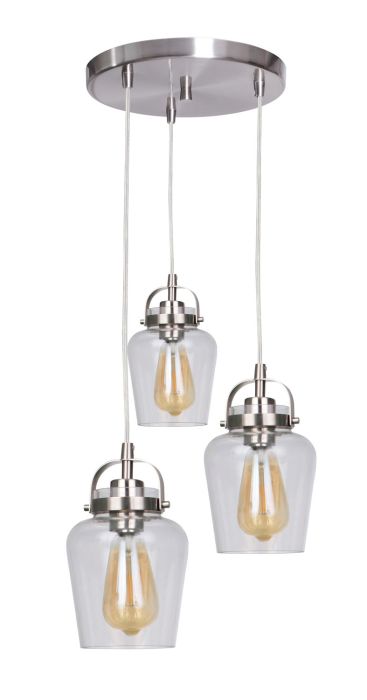 Trystan 3 Light Pendant in Brushed Polished Nickel Pendant Craftmade