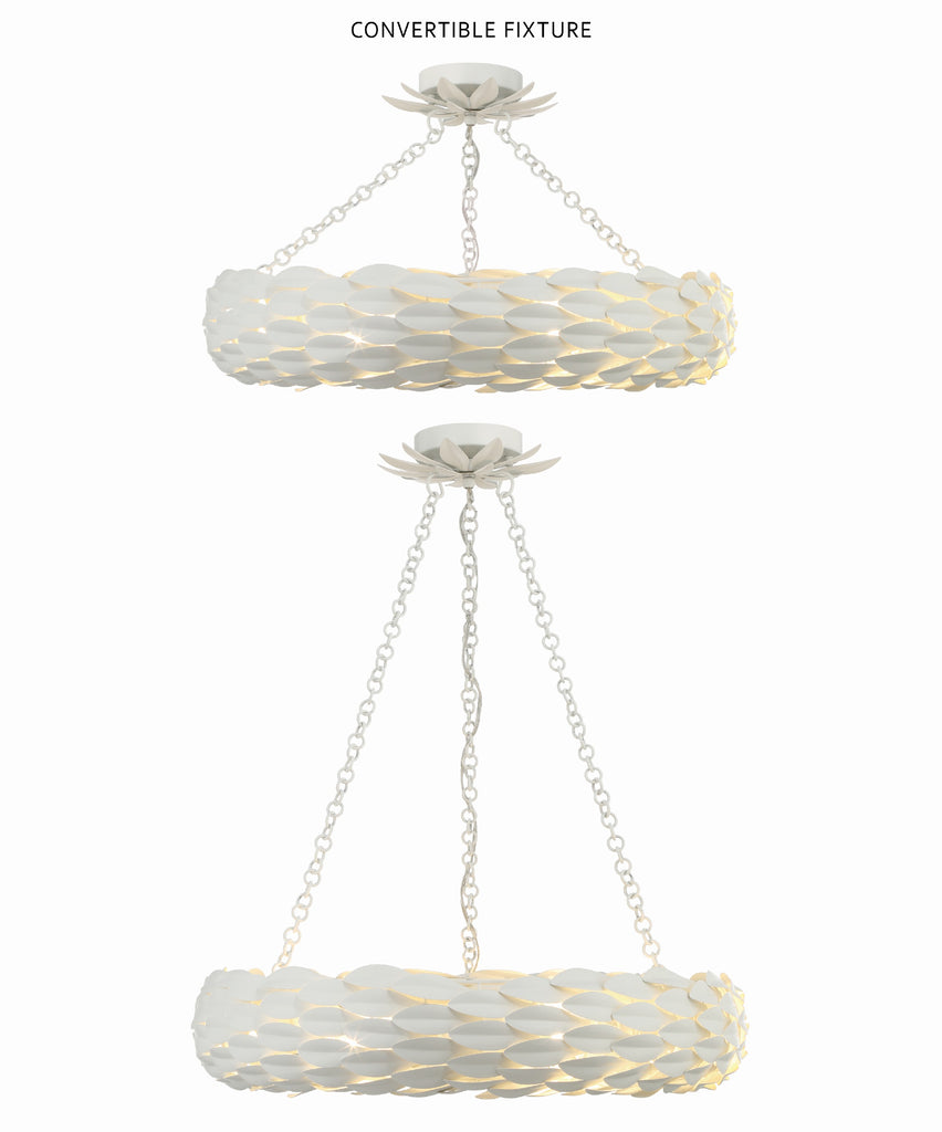 Broche 6 Light Matte White Chandelier Chandelier Crystorama