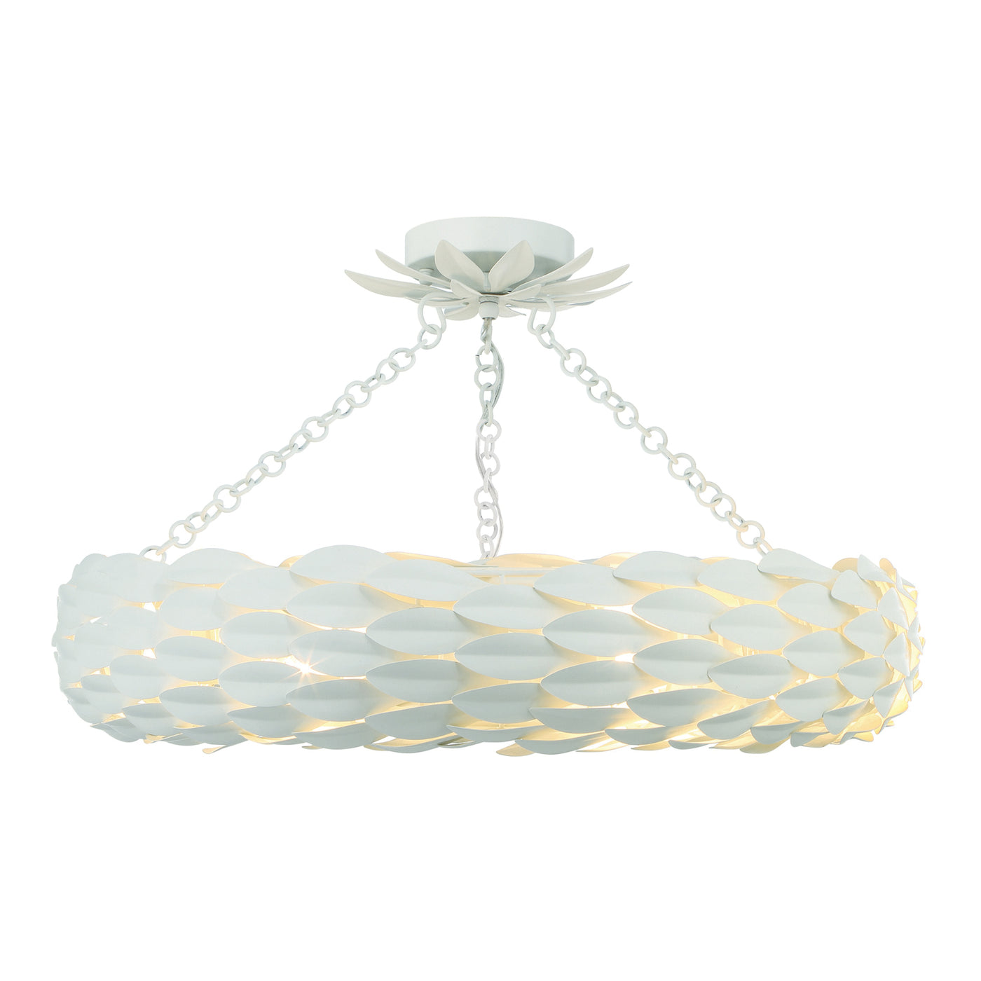 Broche 6 Light Matte White Semi Flush Mount Semi Flush Crystorama