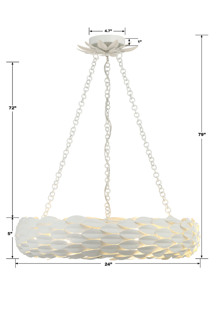 Broche 6 Light Matte White Chandelier Chandelier Crystorama