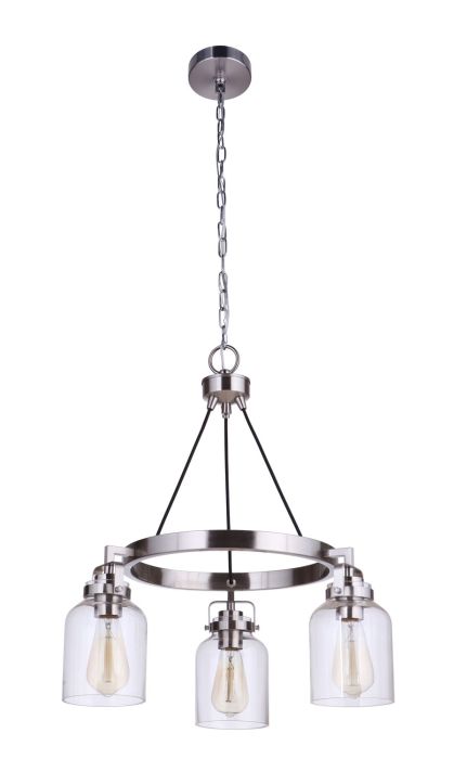 Foxwood 3 Light Chandelier in Brushed Polished Nickel Chandelier Craftmade