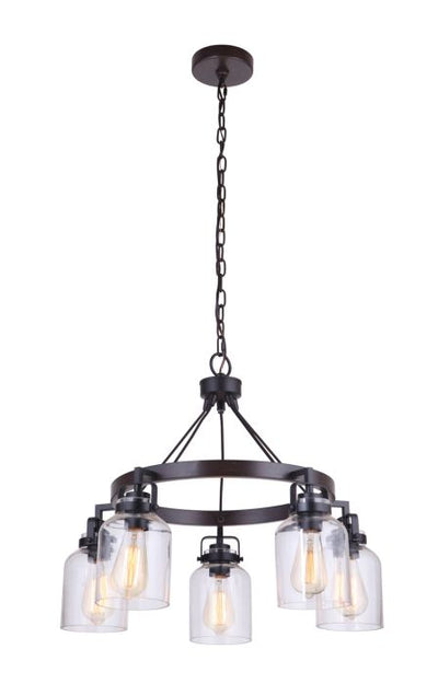 Foxwood 5 Light Chandelier in Flat Black/Dark Teak Chandelier Craftmade