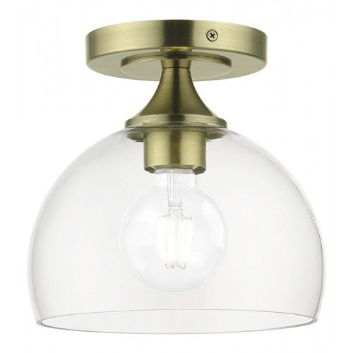 1 Light Antique Brass Semi-Flush Semi Flush Livex