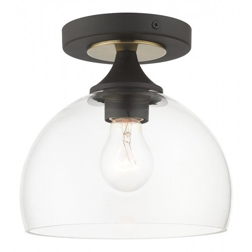 1 Light Bronze Semi-Flush with Antique Brass Accents Semi Flush Livex