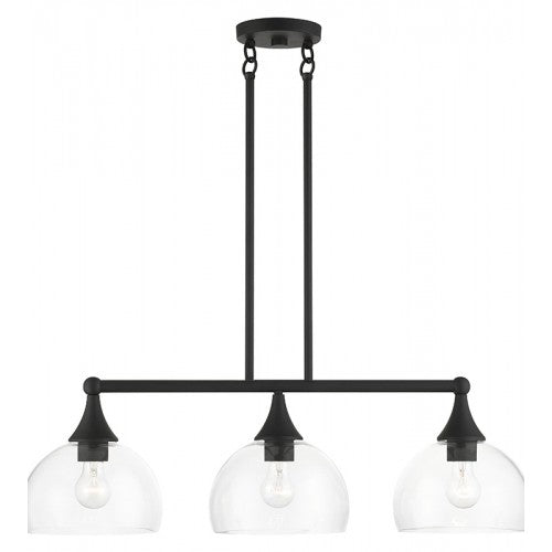 3 Light Black Linear Chandelier Linear Livex