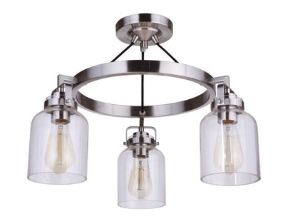 Foxwood 3 Light Convertible Semi Flush in Brushed Polished Nickel Semi Flush Craftmade