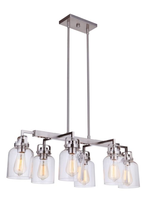 Foxwood 6 Light Island in Brushed Polished Nickel Linear Craftmade