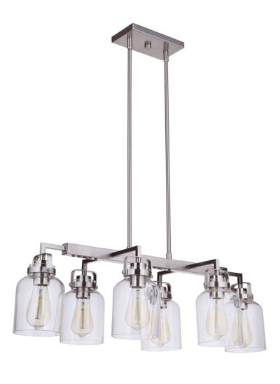 Foxwood 6 Light Island in Brushed Polished Nickel Linear Craftmade