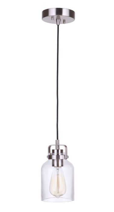 Foxwood 1 Light Mini Pendant in Brushed Polished Nickel Pendant Craftmade