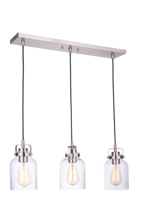 Foxwood 3 Light Pendant in Brushed Polished Nickel Pendant Craftmade