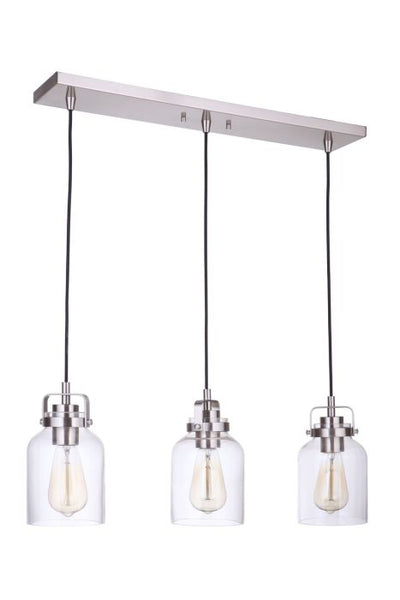 Foxwood 3 Light Pendant in Brushed Polished Nickel Pendant Craftmade