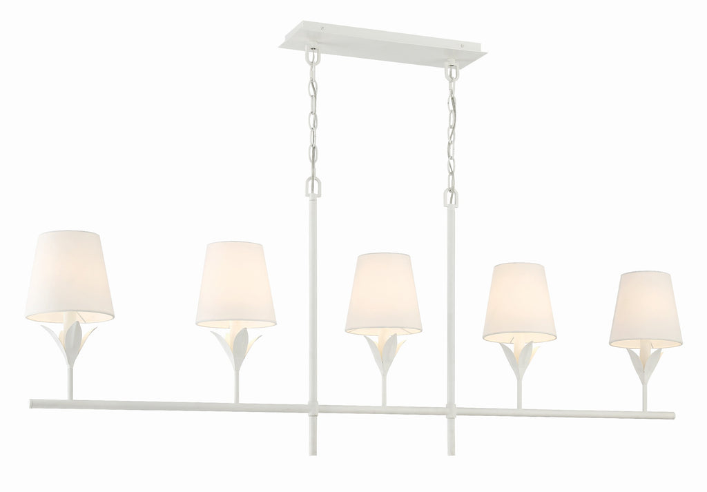 Broche 5 Light Matte White Chandelier Chandelier Crystorama