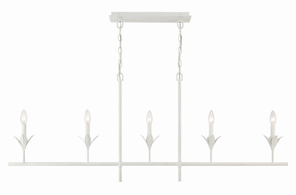 Broche 5 Light Matte White Chandelier Chandelier Crystorama