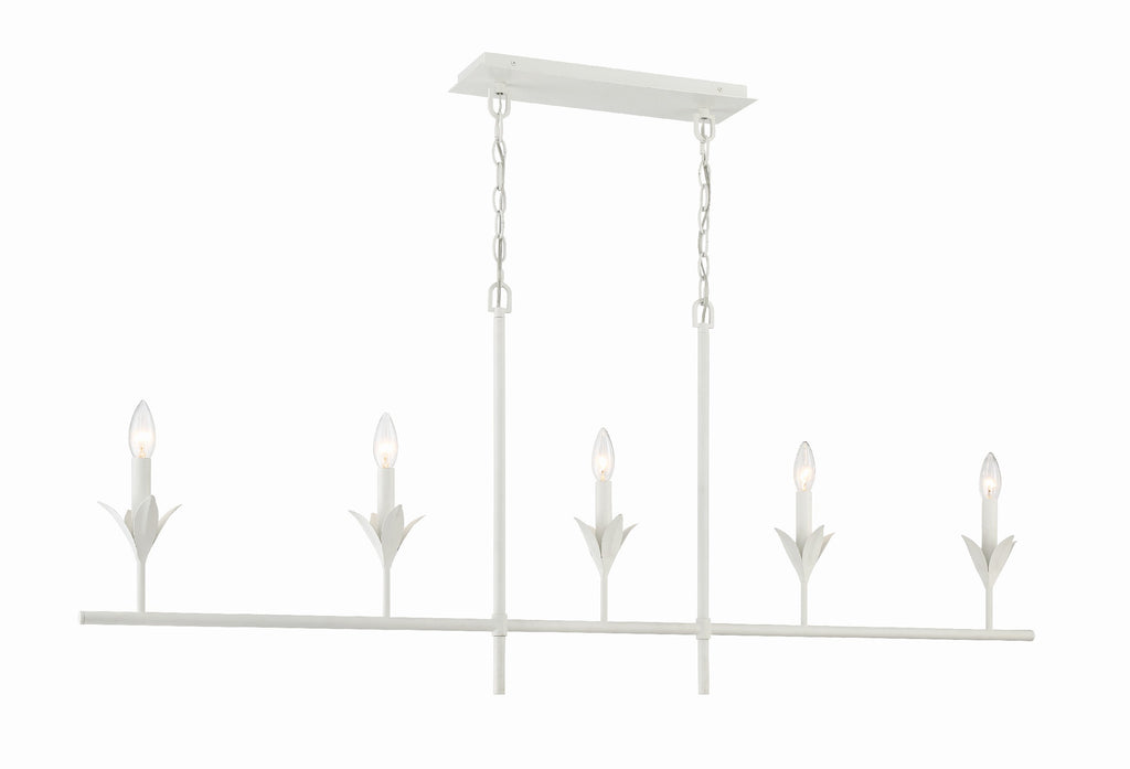 Broche 5 Light Matte White Chandelier Chandelier Crystorama