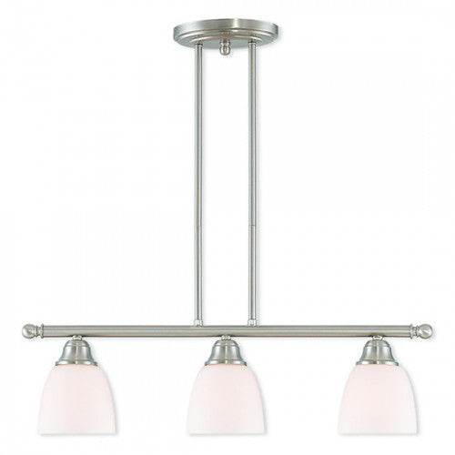 3 Light Brushed Nickel Linear Chandelier Linear Livex