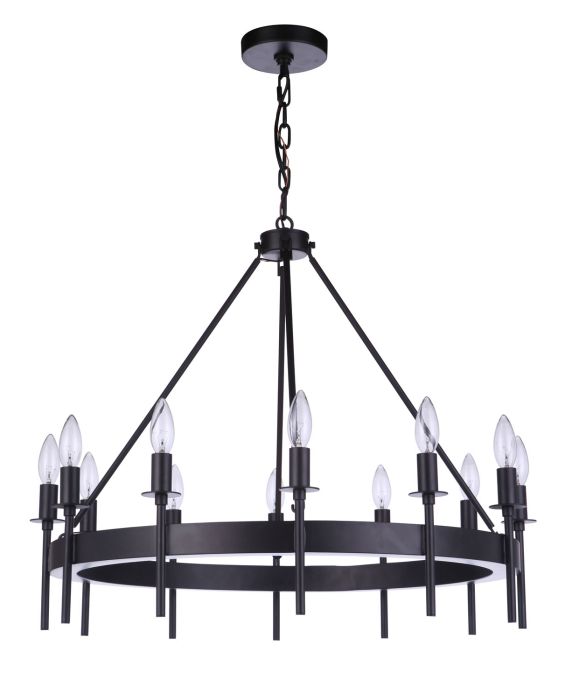 Larrson 12 Light Chandelier in Flat Black Chandelier Craftmade