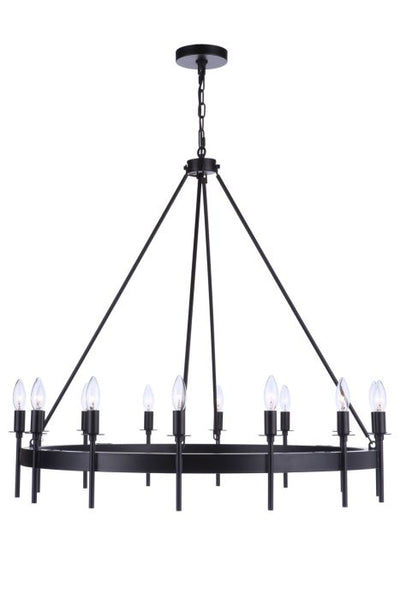 Larrson 14 Light Chandelier in Flat Black Chandelier Craftmade