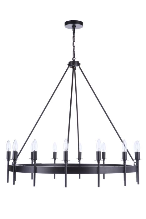 Larrson 14 Light Chandelier in Flat Black Chandelier Craftmade