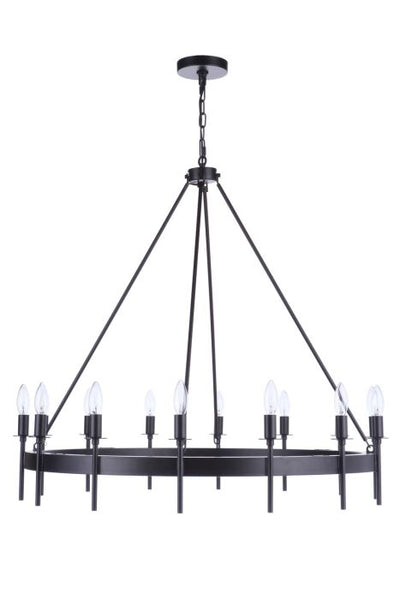 Larrson 14 Light Chandelier in Flat Black Chandelier Craftmade