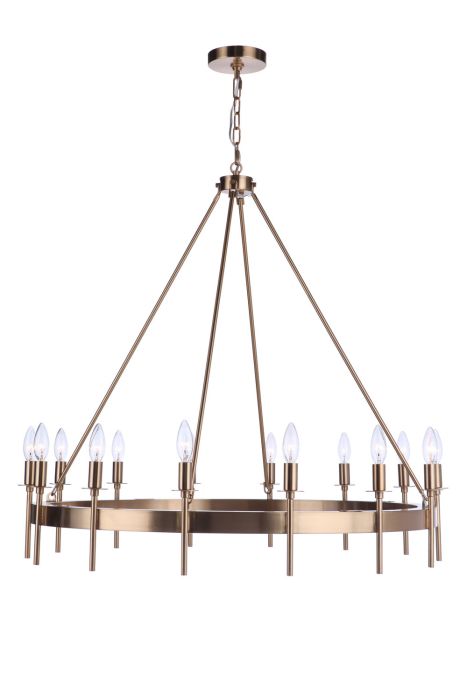 Larrson 14 Light Chandelier in Satin Brass Chandelier Craftmade