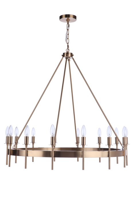 Larrson 14 Light Chandelier in Satin Brass Chandelier Craftmade