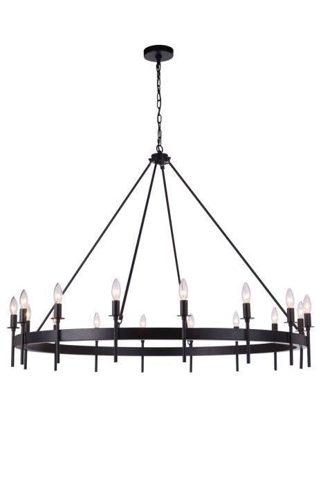 Larrson 16 Light Chandelier in Flat Black Chandelier Craftmade