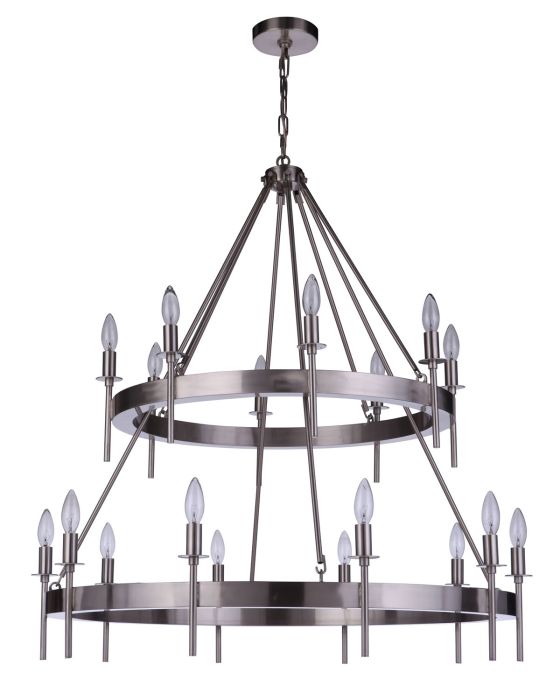 Larrson 18 Light Chandelier in Brushed Polished Nickel Chandelier Craftmade