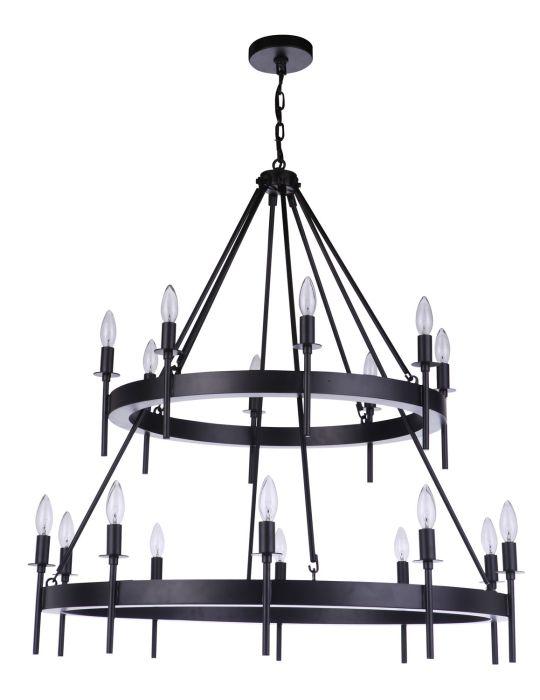 Larrson 18 Light Chandelier in Flat Black Chandelier Craftmade