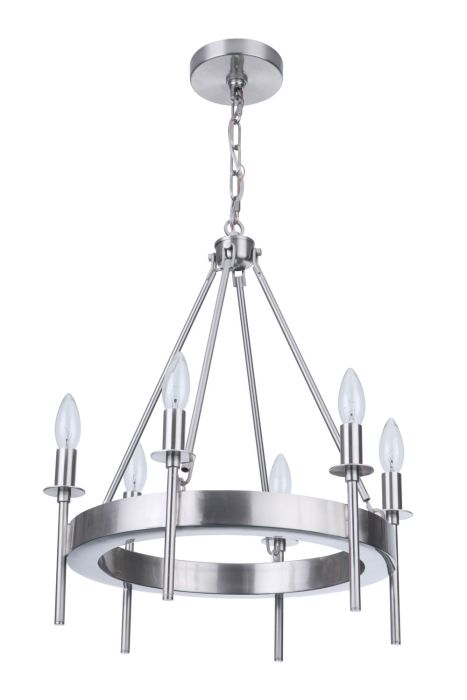 Larrson 6 Light Chandelier in Brushed Polished Nickel Chandelier Craftmade