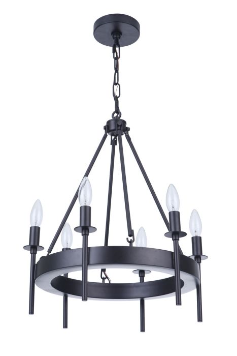 Larrson 6 Light Chandelier in Flat Black Chandelier Craftmade