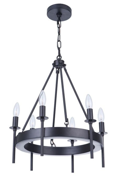 Larrson 6 Light Chandelier in Flat Black Chandelier Craftmade