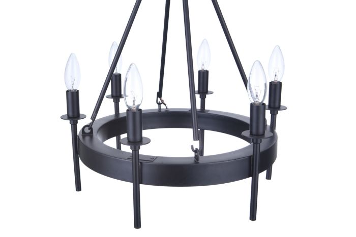 Larrson 6 Light Chandelier in Flat Black Chandelier Craftmade