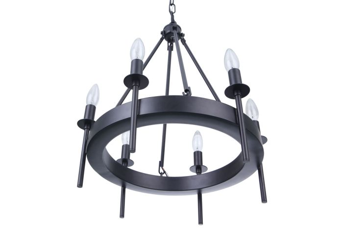 Larrson 6 Light Chandelier in Flat Black Chandelier Craftmade