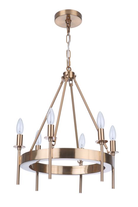 Larrson 6 Light Chandelier in Satin Brass Chandelier Craftmade