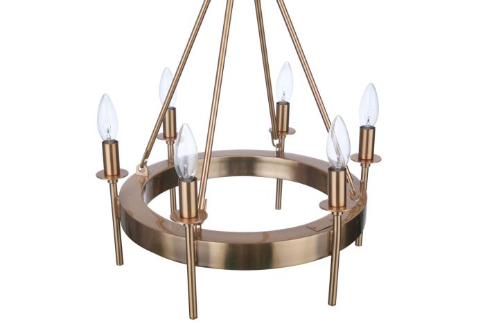 Larrson 6 Light Chandelier in Satin Brass Chandelier Craftmade