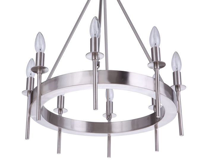 ##Antique Hardware## Larrson 8 Light Chandelier in Brushed Polished Nickel