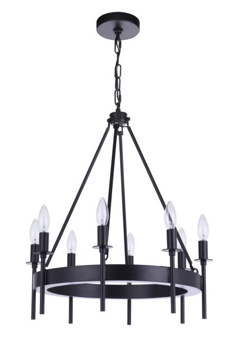 Larrson 8 Light Chandelier in Flat Black Chandelier Craftmade