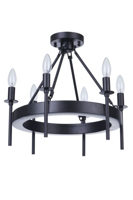 Larrson 6 Light Semi Flush in Flat Black Semi Flush Craftmade