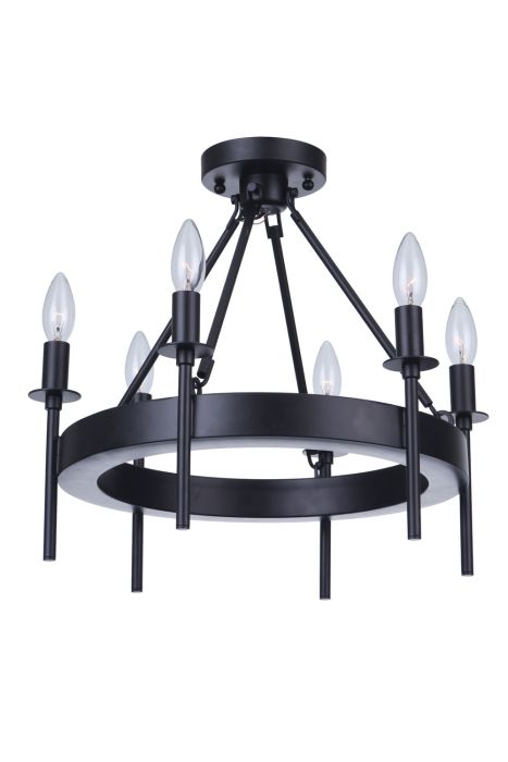 Larrson 6 Light Semi Flush in Flat Black Semi Flush Craftmade