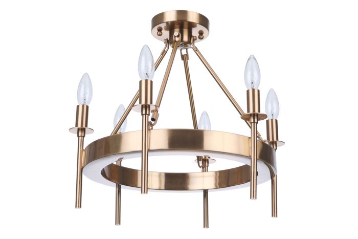 Larrson 6 Light Semi Flush in Satin Brass Semi Flush Craftmade